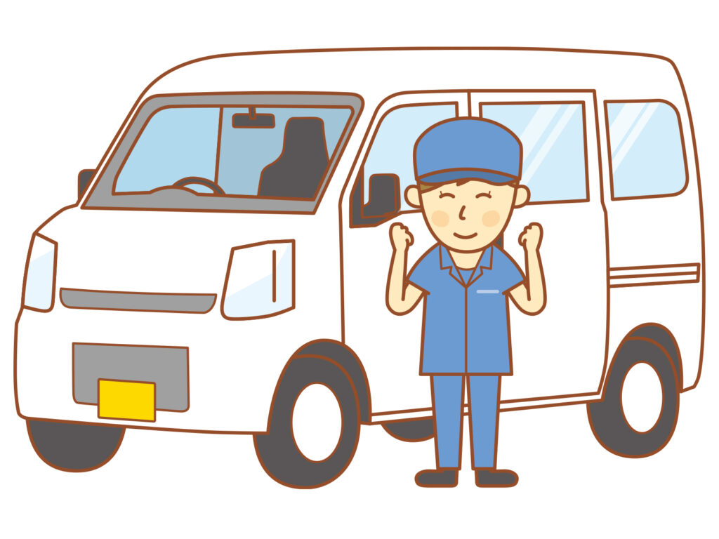 軽バン微笑む女性